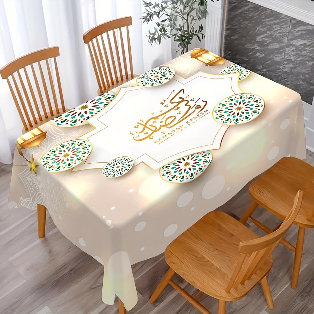Ramadan Mandala Lantern Waterproof Tablecloth Table Decor Reusable Eid Al Fitr Kitchen Dining Tablecloth Eid Mubarak Decorations
