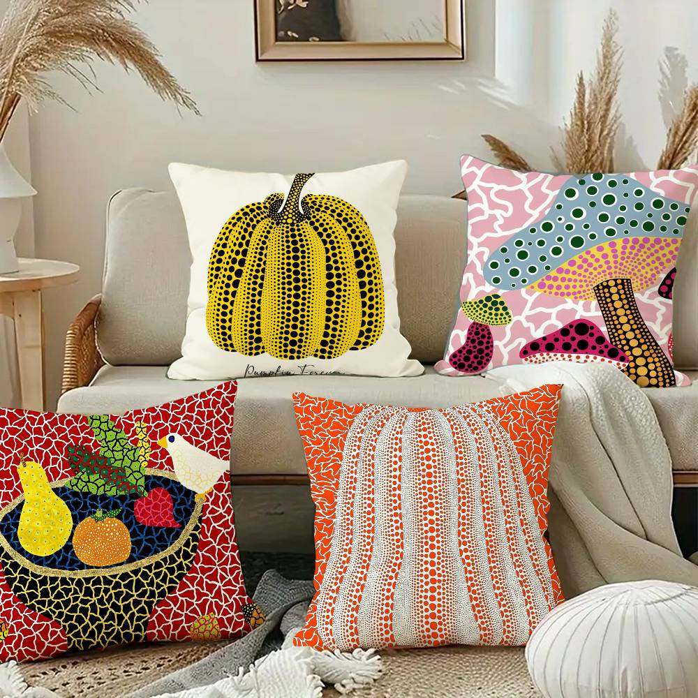 Yayoi Kusama Art Exhibition Pumpkin Flower Wall Art Pillow Case Square Pillow Bedroom Sofa Leisure Comfort Cushion Car