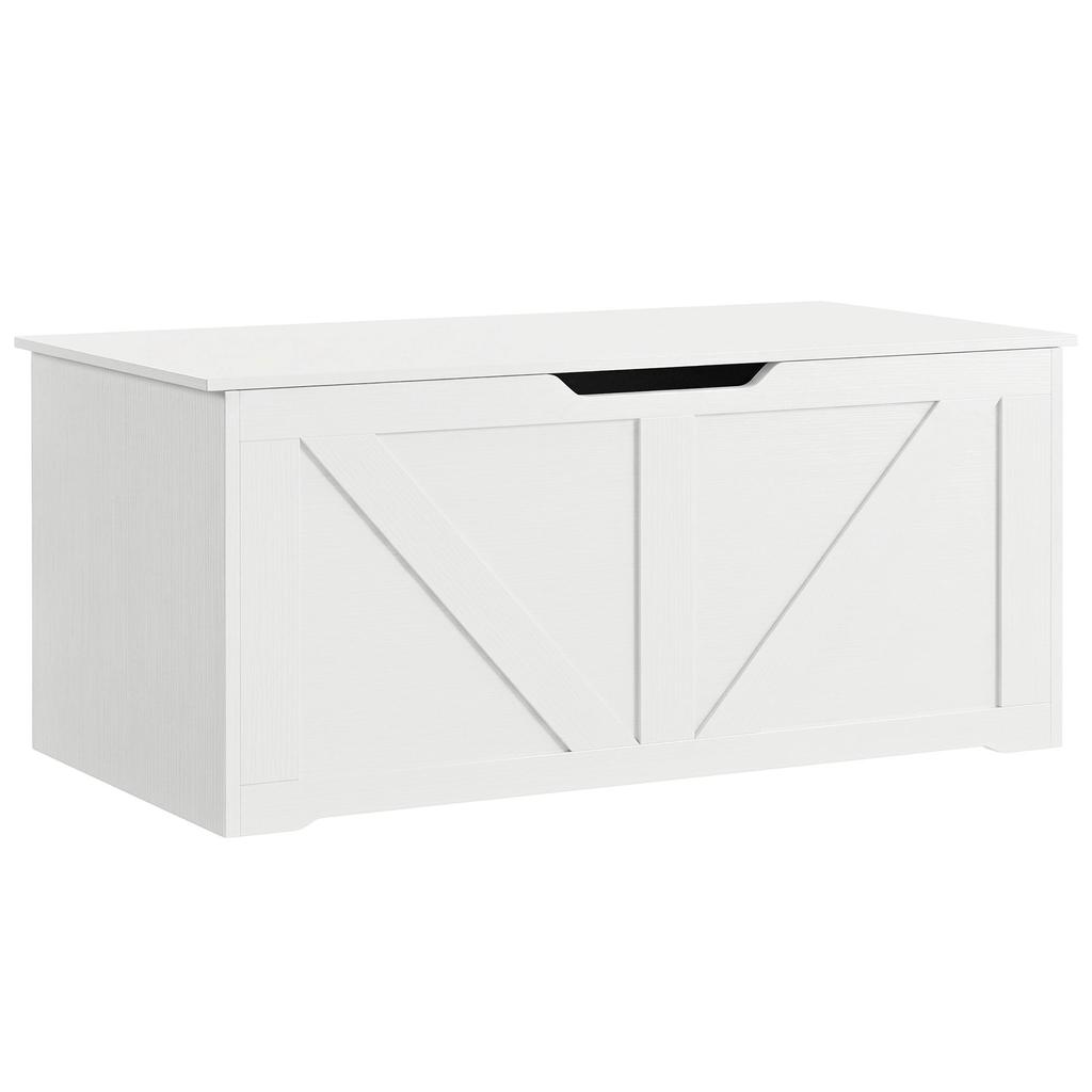 127L Home Storage Box, with Safety Hinges - White Wood-Effect