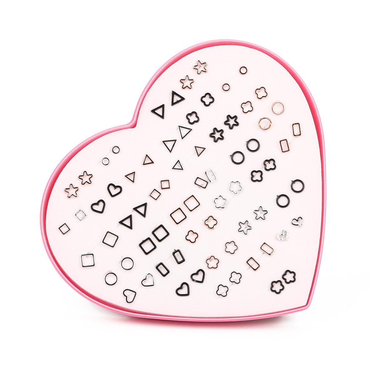 

Бокс-сет из 36 пар серег в форме сердца с несколькими неповторяющимися стилями 1 Box