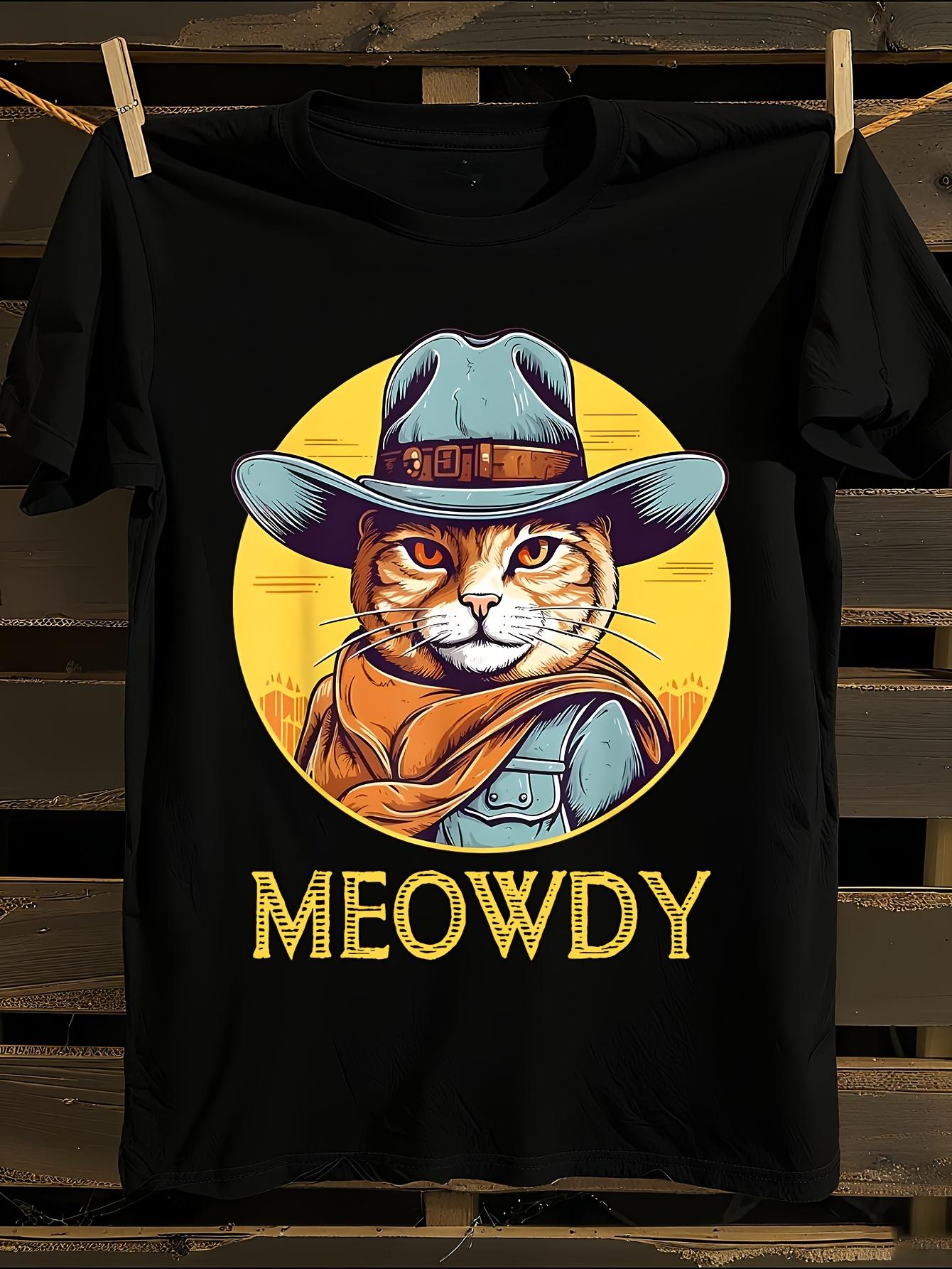 s White Cat Cowboy Cowgirl Western T-shirt S
