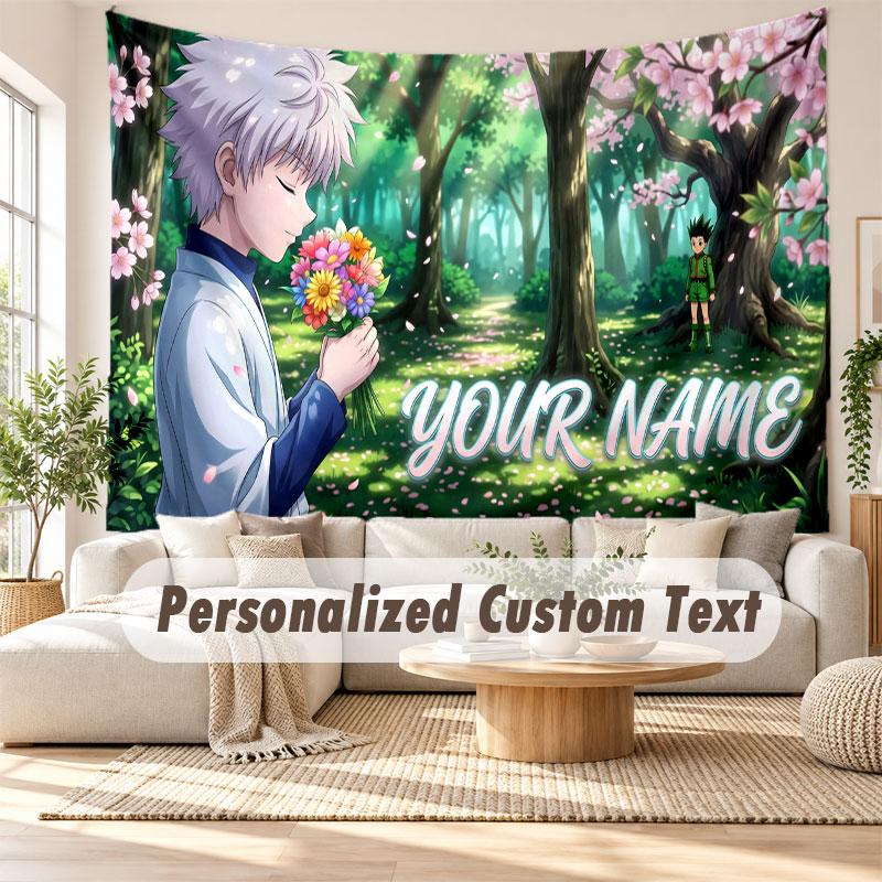 Custom Name Wall Hanging Tapestry,Hunter × Hunter Decorative Backdrop Tapestry For Dorm Home