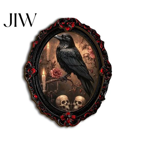 Halloween Refrigerator Magnets Magnetic Fridge Magnet, Ghost Witch Photo Frame, Wooden Vintage Theme Home Ornaments Frame Decoration, Atmospheric Dark