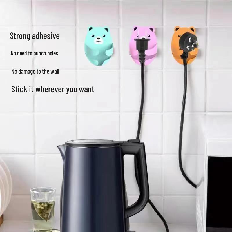 Teddy Bear Wall Socket Hook for Cables - No Punching Needed