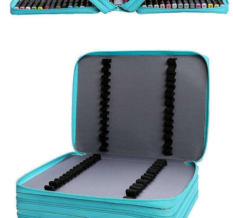 Marker Pen Storage Bag, PU Leather, Multi-Zipper, Large Capacity with 168/224 Slots, Handheld/Shoulder Strap, Multi-Layer Pencil Case