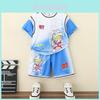 Boys Summer Outfit 2024 Stylish Cotton Two Piece Set Soft Comfortable Cartoon Design For Ages 3 To 8