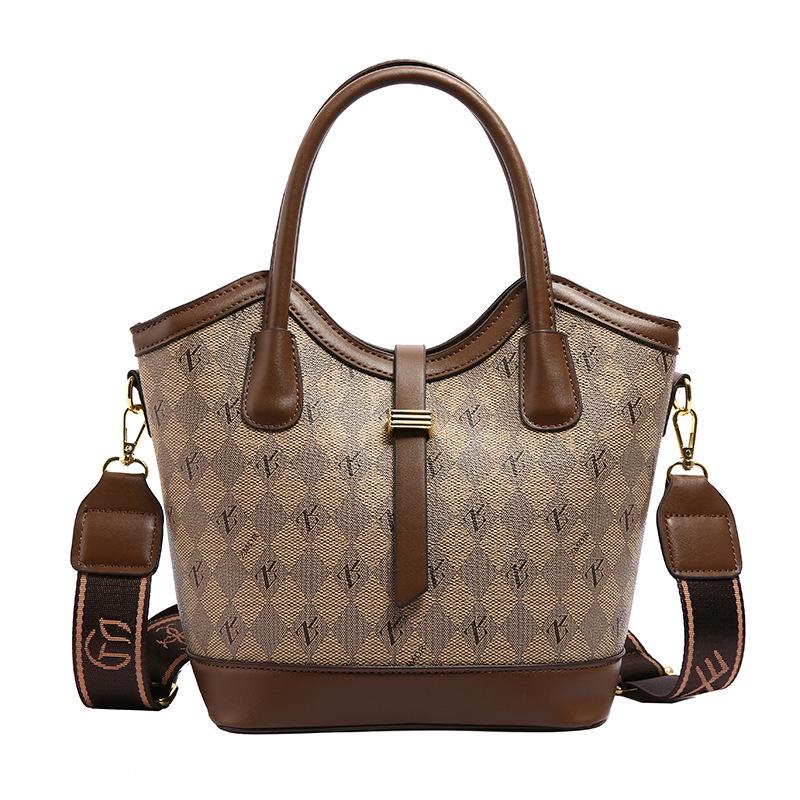 

Весенняя ретро простая сумка на плечо с принтом большой вместимости 2024 хаки