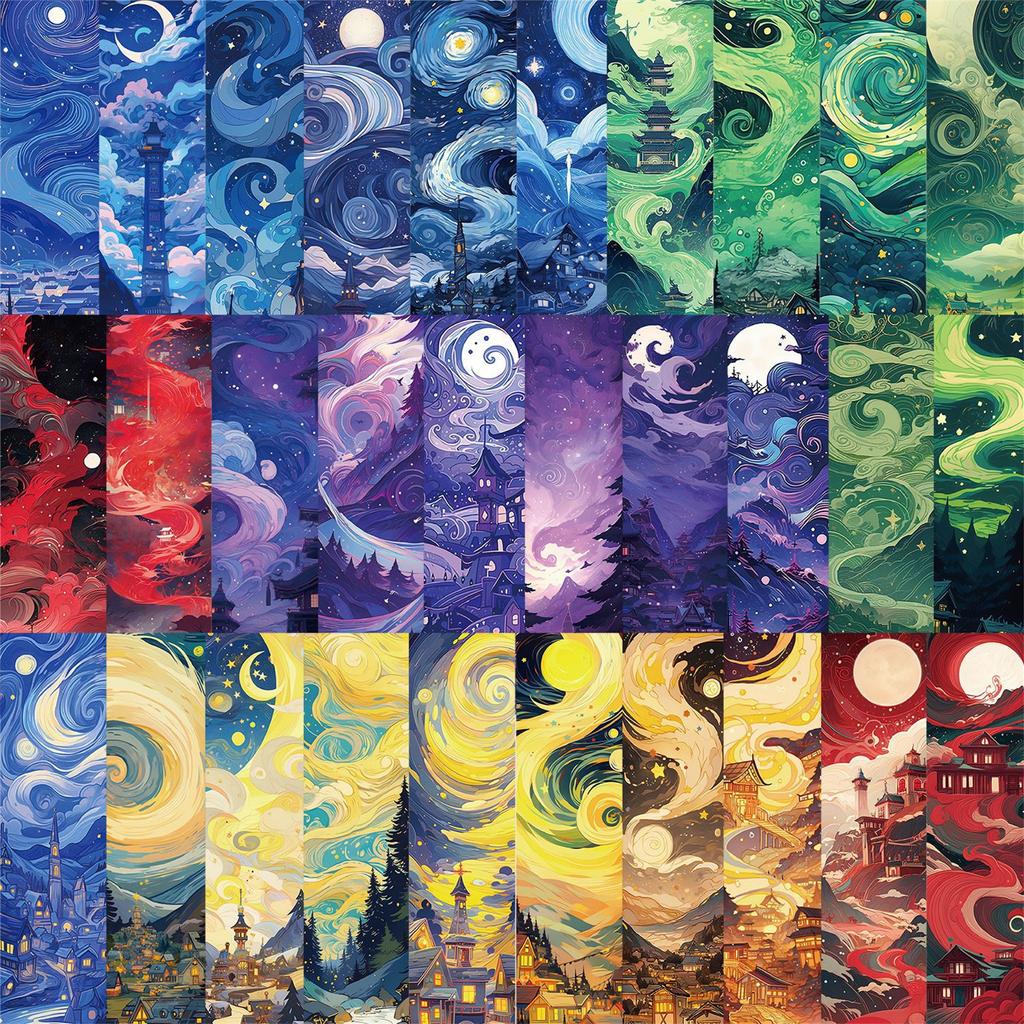 30Pcs Oil Painting Theme Paper Bookmarks Reading Aids Bookmarks Book Page Holder Page Divider Gift for Book Lover Writer