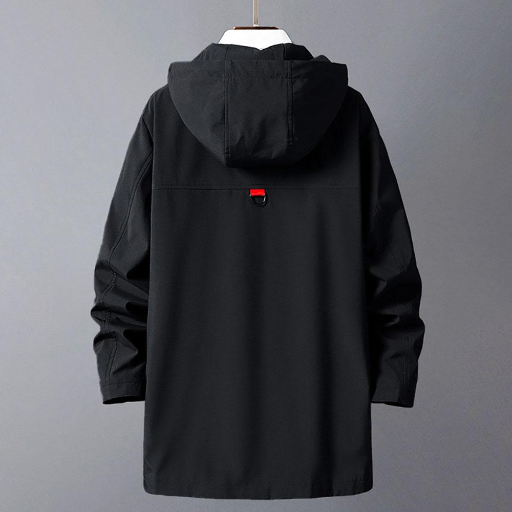 Autumn Large Size Fashion Solid Color Mid-length Hooded Windbreaker