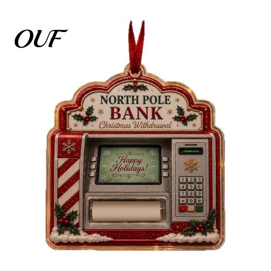 Christmas Tree Hanging Decor Money Holder Ornament, Acrylic Stocking Cash Gift Holiday Keepsake Pendant for Tree, Festive with Surprise Slot, Reusable