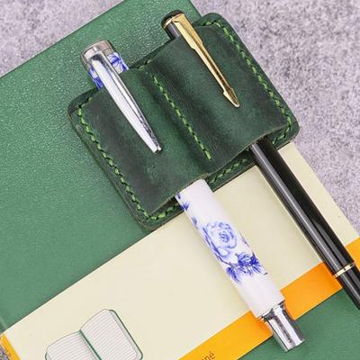 Handmade Faux Leather Pen Holder Double Pen Loop Book Practical Pen Organizer