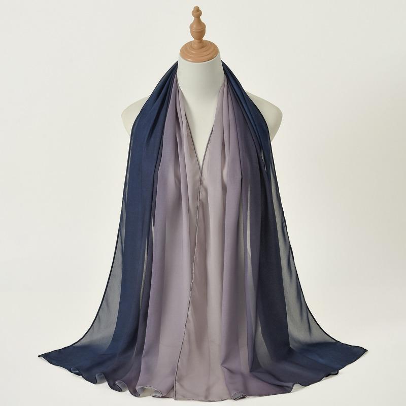 New Gradual Change Color Matching Pearl Chiffon Scarf Long Scarf Women's Decorative Yarn Ethnic Headscarf