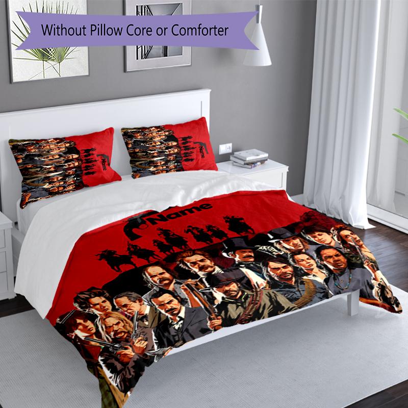 3pcs Custom Name Red Dead Redemption Bedding Set,Includes 1 Duvet Cover and 2 Pillowcases,All-season Bedroom Decor