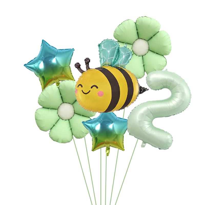 6Pcs Bee Daisy 40Inch Number Foil Balloon Set 1-9 Years Old Birthday Anniversary Graduation Baby Shower Party Decoration