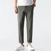 Summer Ankle-Length Pants Men Cotton Straight Fit Fashion Thin Brand Clothing Solid Color Casual Trousers Male 28-38