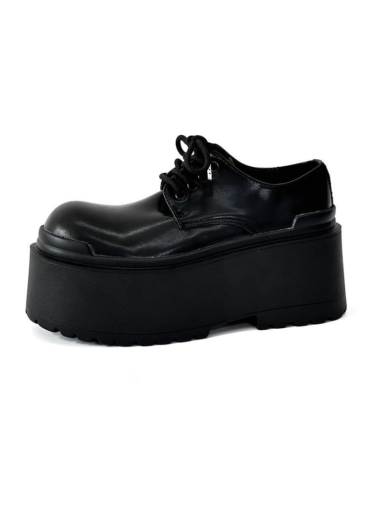 NEW 2024 Casual Design Men Same Platform Goth Punk Style Lace-up Big Head Muffin Bottom Subcultural Leather Shoes 10cm