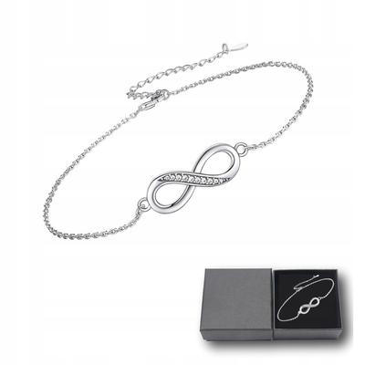 Silver Bracelet Chains Crystals Infinity Pendant