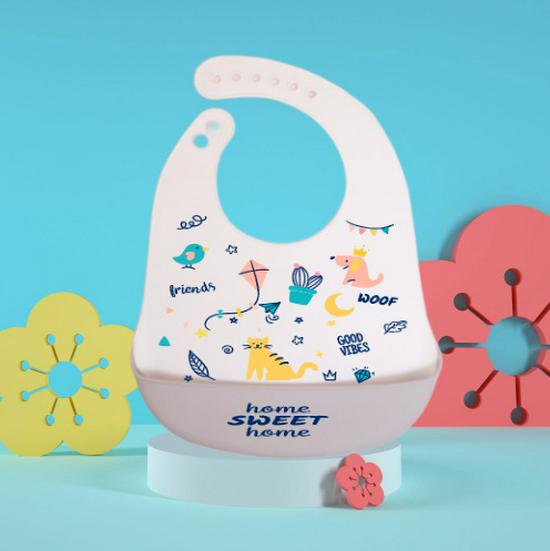 Waterproof Silicone Baby Bib - Large, Wash-Free, Drool & Meal Bib for Newborns and Children