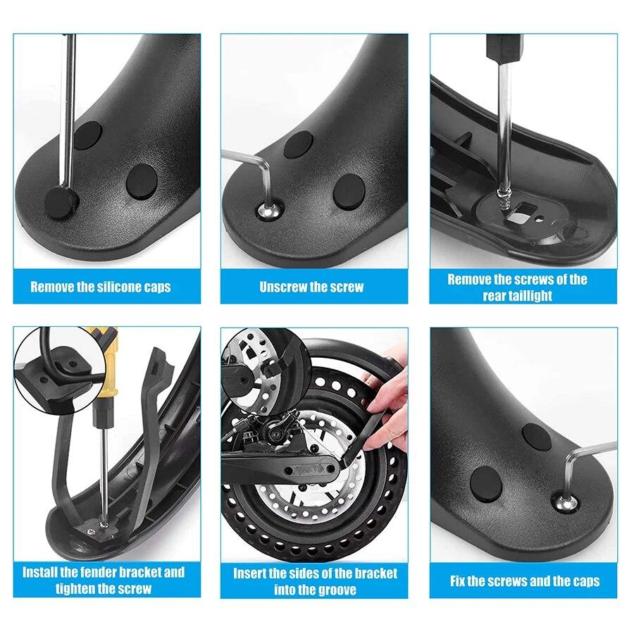 Wytrzymały błotnik do hulajnogi Xiaomi Mijia M365 i M365 Pro Hulajnoga elektryczna Błotnik chroniący przed rozpryskami opon z tylnym światłem i tylną osłoną