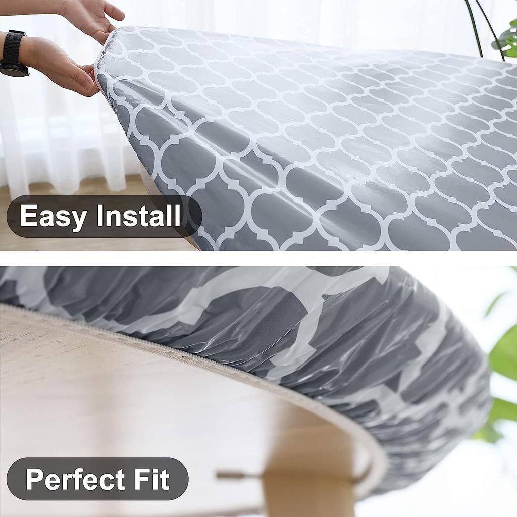 PEVA Elastische Runde Marokkanische Tischdecke - Nordisch Minimalistisch Flanell Stretch für Outdoor Terrasse