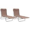 VidaXL Lot de 2 Chaises Longues Pliables, Bain de Soleil, Transat de Terrasse, Siège de Jardin Patio Extérieur, Marron 360184