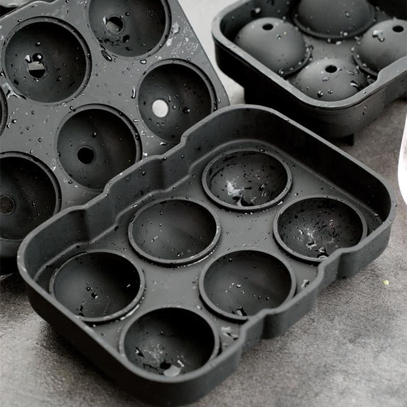 Silicone Ice Cube Tray 6 Grid Big Round Ice Mold Sphere Whiskey Ice Ball Maker Silicone Mold Bar Tools Home Kitchen Accessories