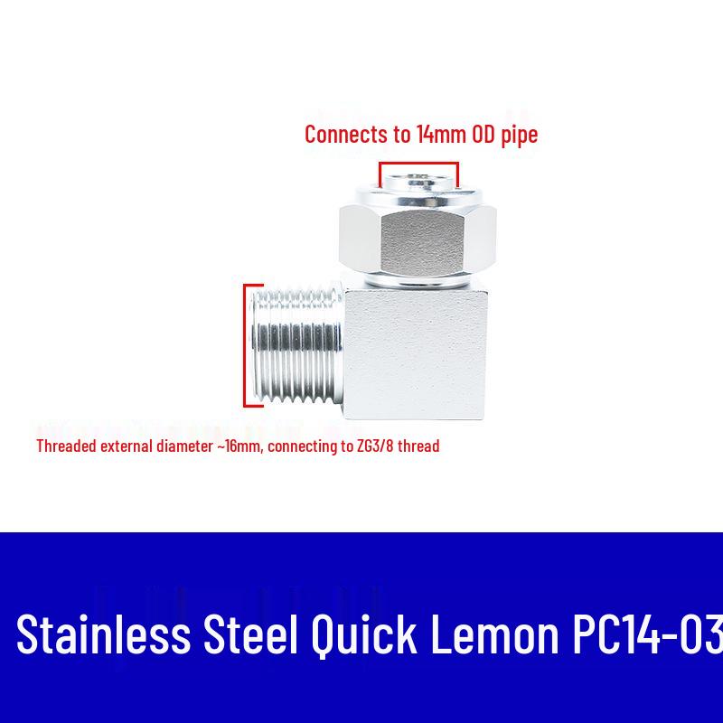 304 Stainless Steel Pneumatic Quick Connect Fitting for Air Hose and PTFE Tube, PC8-02.