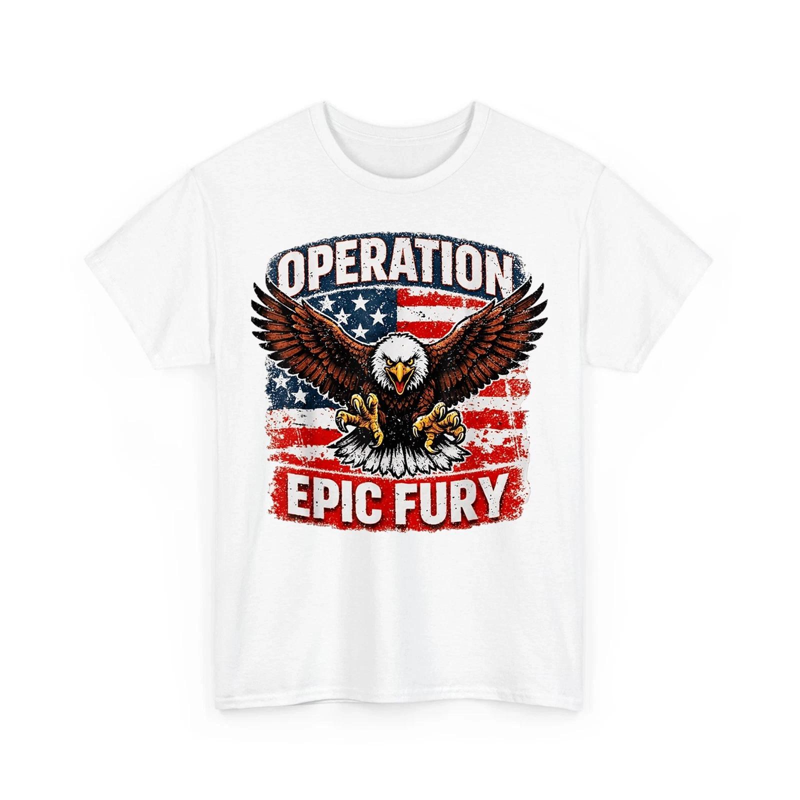Футболка мужская Operation Epic Fury 100% Хлопок, Топ, Рубашка с орлом и флагом США 3XL