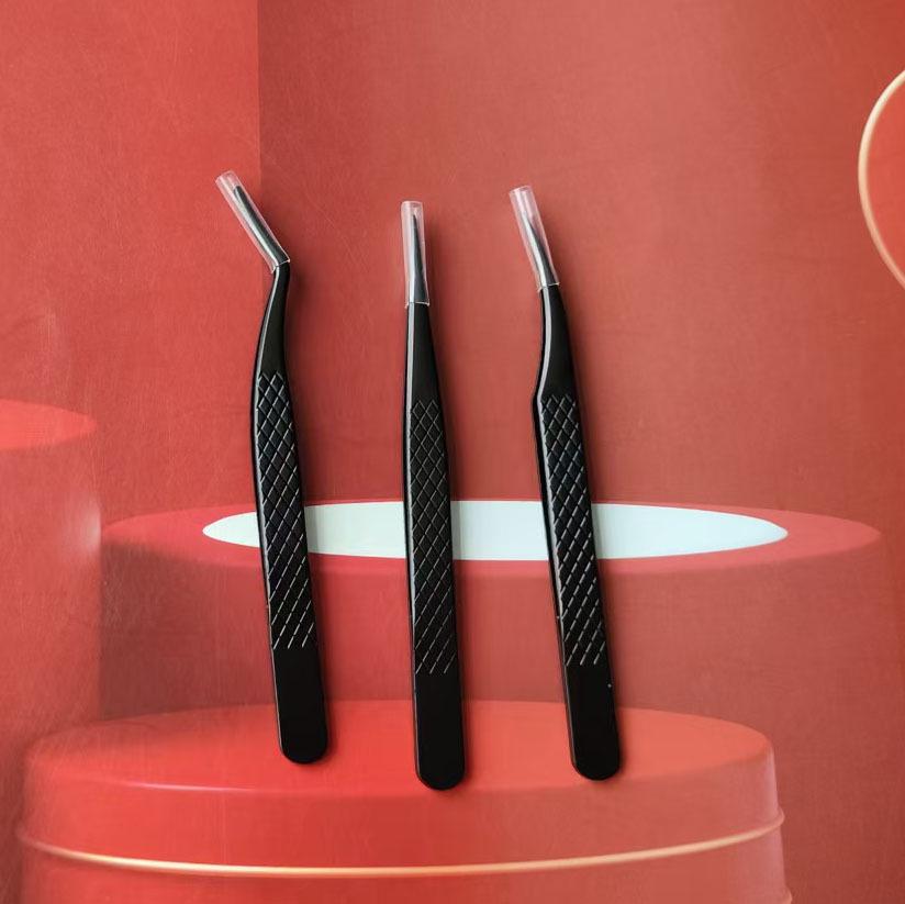 Gold Feather Mini Eyelash Extension Tweezers Set for Lash Artists