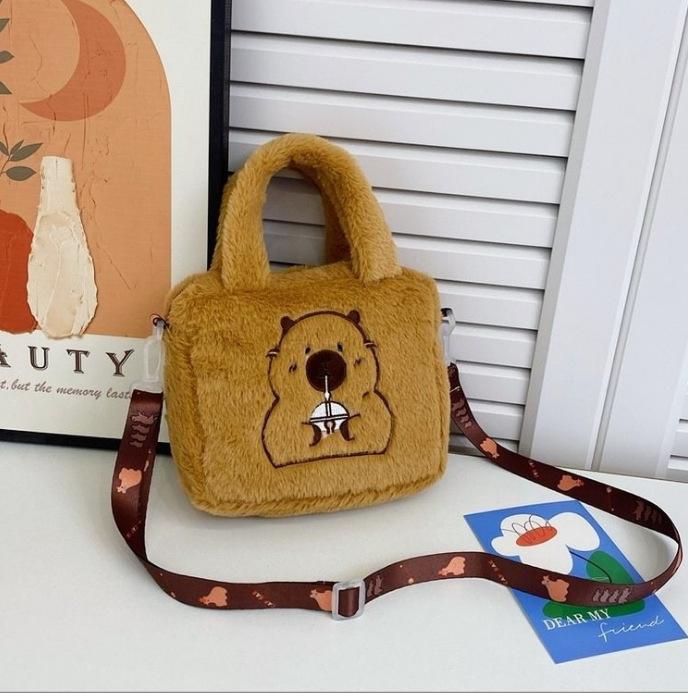 Capybara Plush Backpack Cute Light Brown Soft Filled Animal with Eye Multi-Functional Storage, Ideal for Sofa Cushion Home Decor