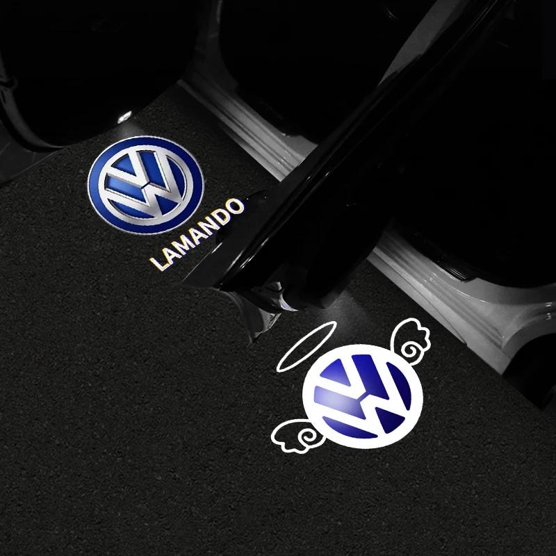 W252pcs LED Car Door Logo Welcome Light Ghost Shadow Courtesy Projector For Volkswagen Sagitar Passat TIGUAN TOUAREG Touran Sharan