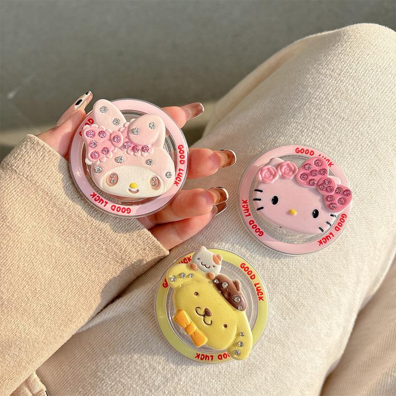 Cartoon Kt Cat Cute Puppy Mobile Phone Airbag Bracket Magnetic Back Sticker Retractable Lazy Desktop Drama Bracket