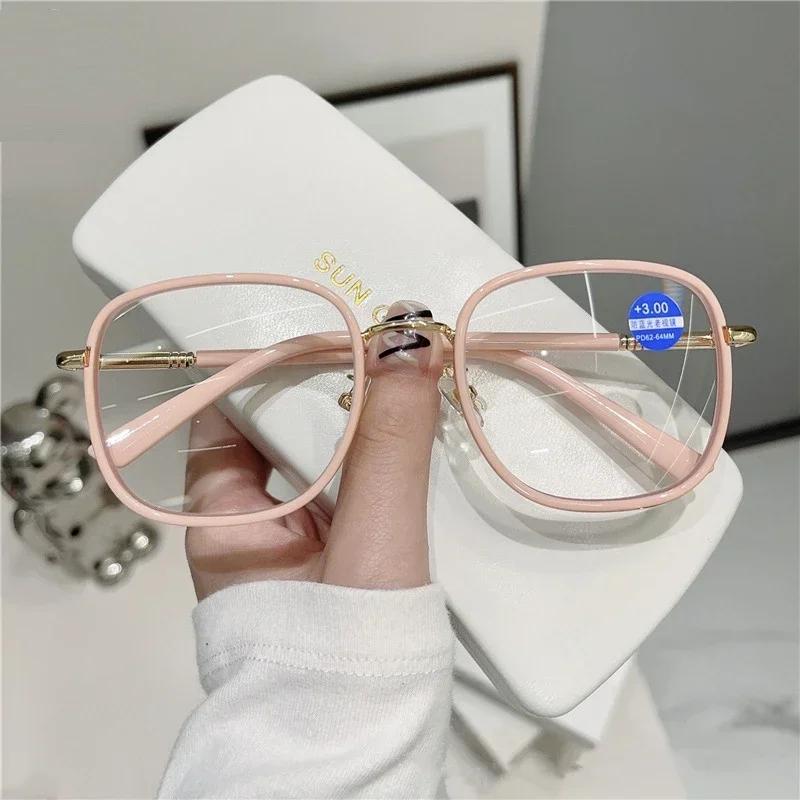 

Large Frame Anti Blue Light Reading Glasses Transparent Lenses for Women Fashion Eye Protection Anti Fatigue Glasses 1.5