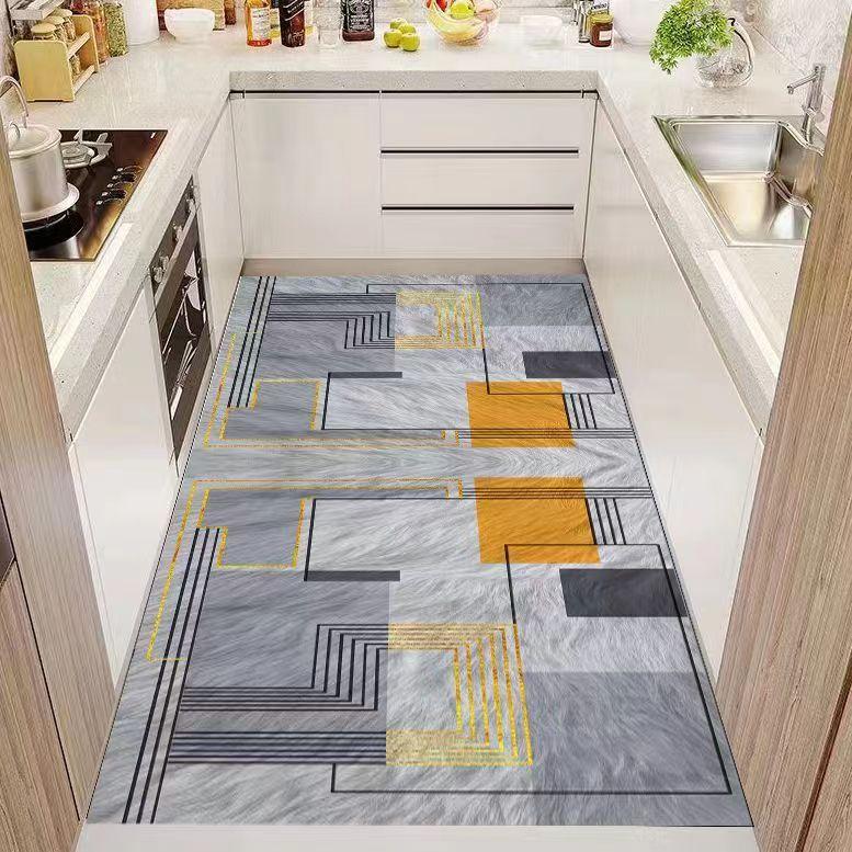 Teppich für Küche PVC Bodenmatte Wasserdicht Lederteppiche Langer Läufer Ölfest Rutschfest Fußmatten Japanische Heimdekoration Teppiche
