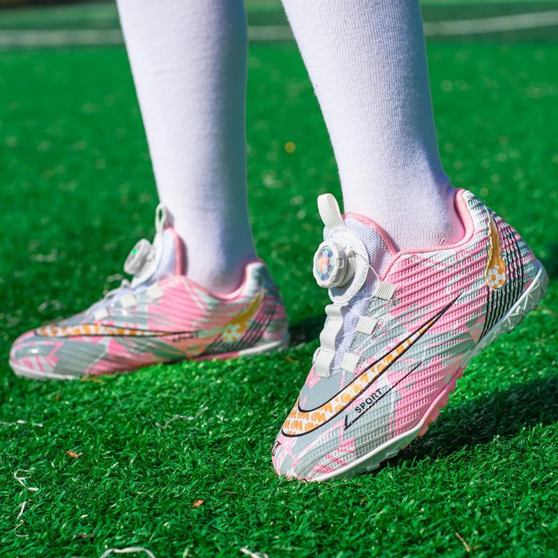2025 New Rotating Button Children's School Football Shoes Boys Broken Nails Game Training Shoes