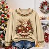 Women's Christmas Print Long Sleeve Top Casual Fall Winter Blouse for Holiday and Everyday Wear