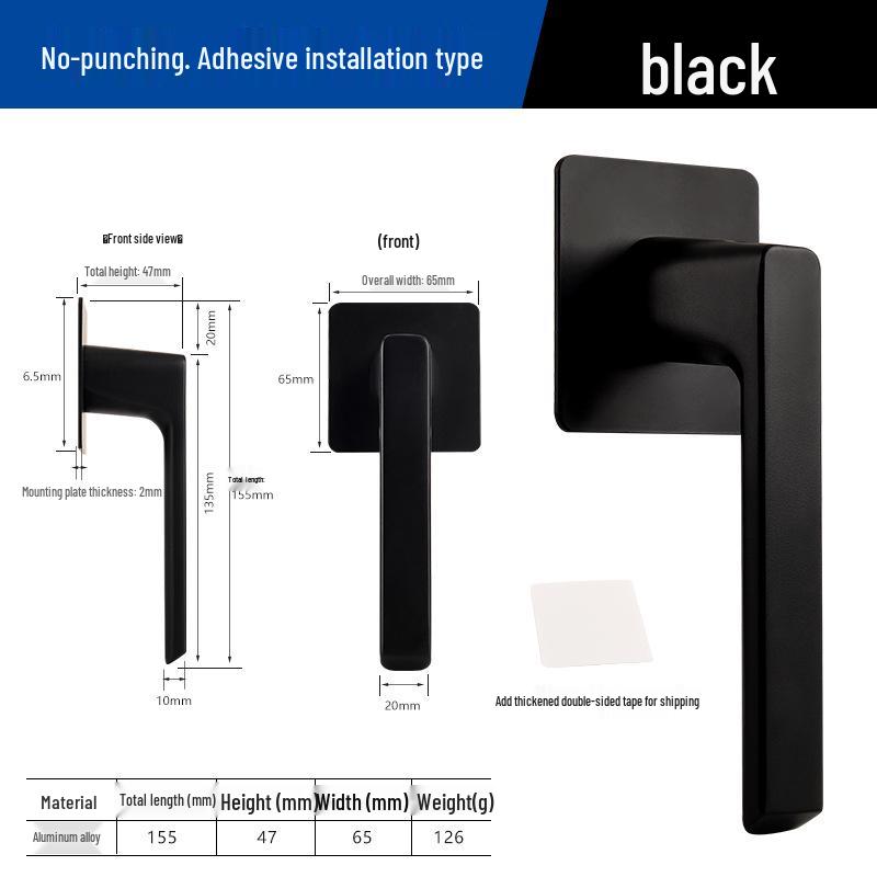Durable No-Drill Self-Adhesive Handle for Doors & Windows