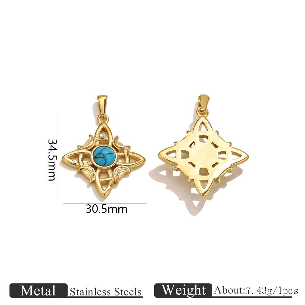 2Pcs DIY Stainless Steel Natural Stone Pendant for Necklace Earrings Pendant DIY Jewelry Making Accessories