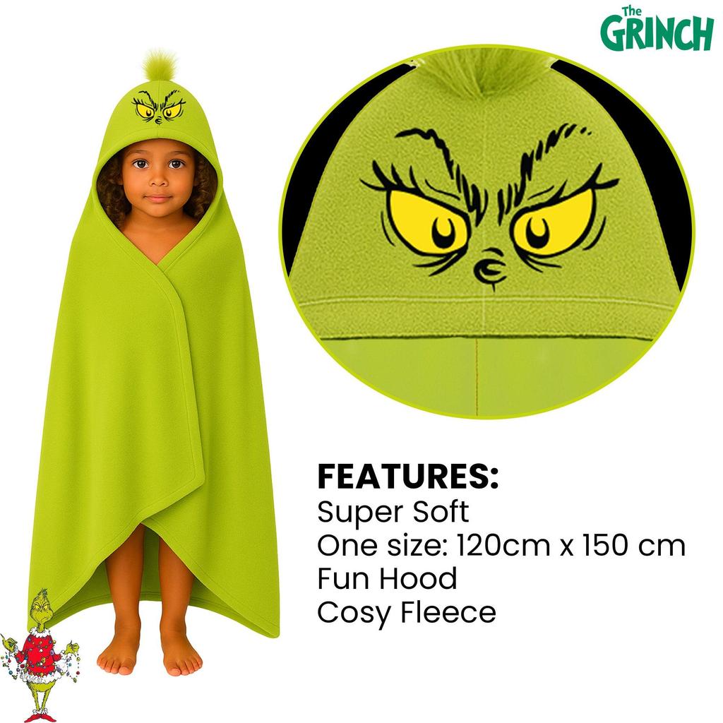 The Grinch Childrens/Kids Wrap Blanket Hoodie