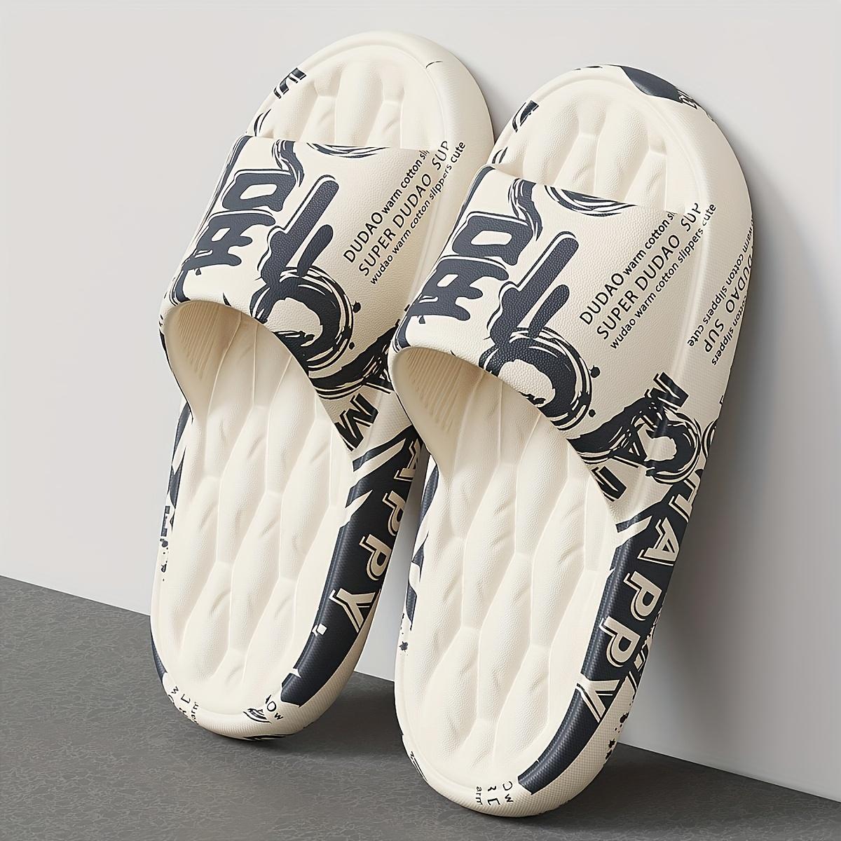 

Men s Graffiti Slides - Trendy EVA Material, Soft & Comfortable, Stylish Black & White Design with Playful Patterns, Perfect for Casual Wear 36-37 білий