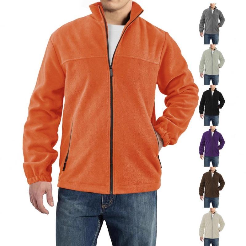 

2026 New Men s Fleece Autumn Winter Outdoor Zipper Stand-up Collar Jacket Top S оранжевый
