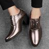Men Dress Shoes Luxury Patent Leather Casual Leather Shoes Fashion Pointe Heightened Wedding Shoe Gold Shiny Dress Leather Shoes