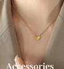 18k Gold-Plated Heart-Shaped Titanium Steel Clavicle Necklace - Handmade, Stylish, for Women