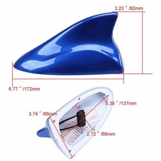 Blue Car Shark Fin Antenna Votex Stereo Cover Car Signal Radio AM/ FM Aerial AC