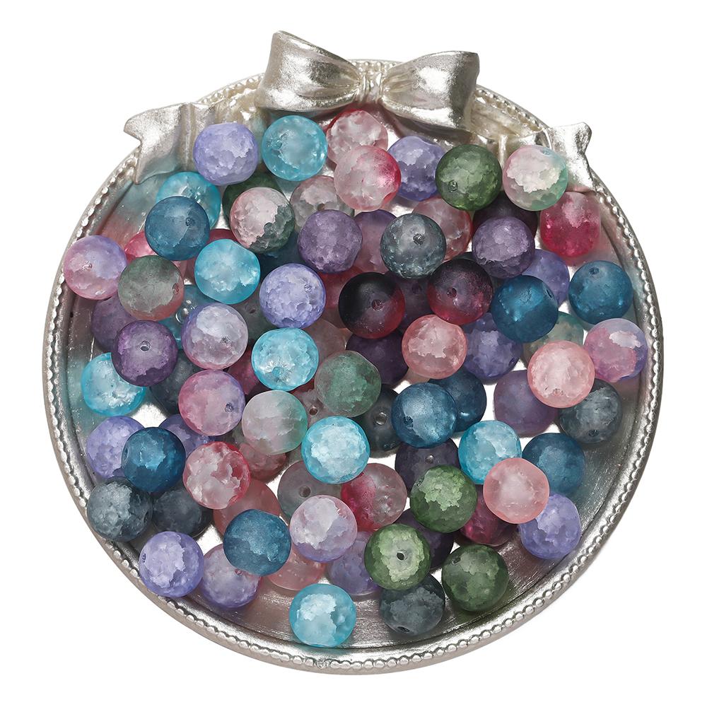 

20/50pcs Colorful Cracked Glass Round Beads Loose Frosted Gradient Beads for DIY Bracelet Earring Jewelry Findings Supplies 20Pcs