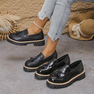 Mocassini da Donna a Calzata Larga Ispirazione Francese - Ballerine Slip-On con Suola Spessa Stile Fairycore, Scarpe da Guida Comode per Primavera/Autunno