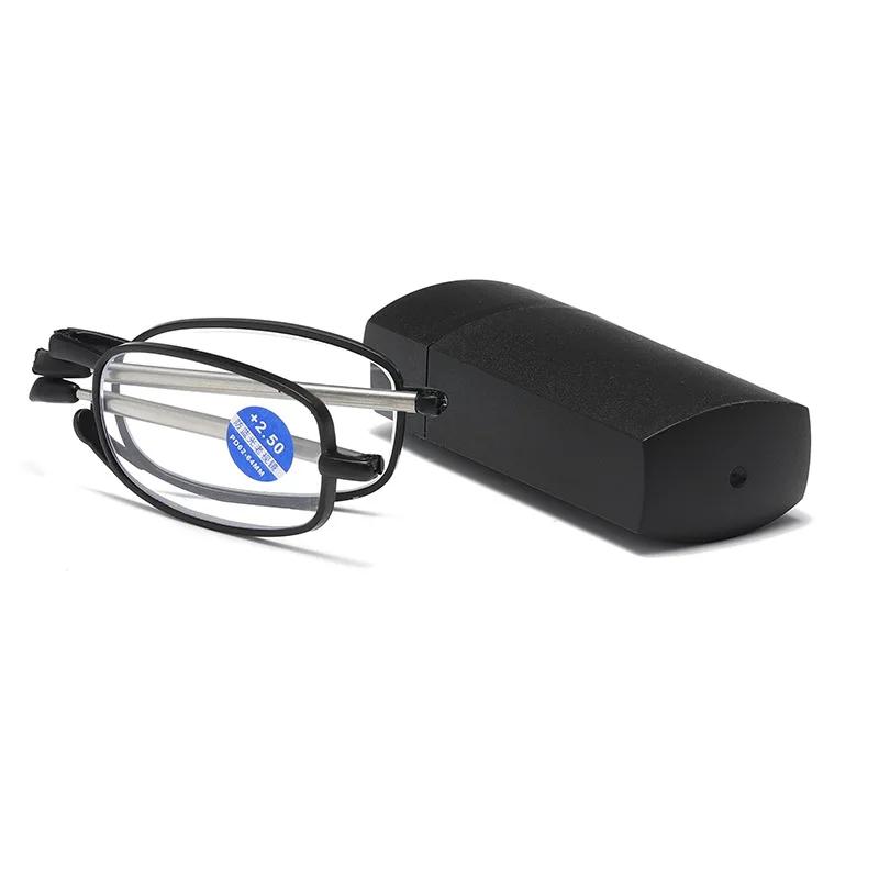 Gafas de lectura plegables y portátiles con cremallera y nuevas antenas y patas telescópicas, gafas para presbicia antiazul, gafas unisex ultraligeras
