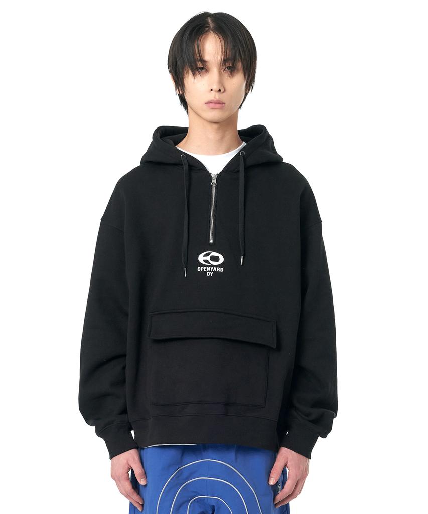 S.L Half Zipper Hoodie-Black