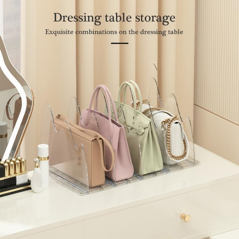 Space Saving Bag Display Organizers Adjustable Acrylic Shelf Divider Storage Organizers For Bags And Accessories