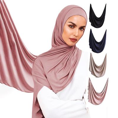 Jersey Scarf Stretchy Hijab Plain Head Scarves  Women Cotton Headwrap Shawl